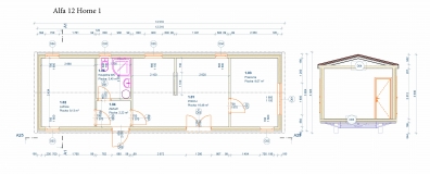 Modulový dům Alfa 12 x 3,8 m 3+kk