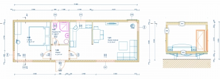 Modulový dům BETA 12 x 4 m  2+kk