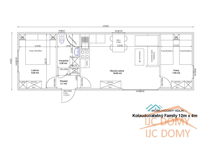  Nový Kolaudovatelný mobilní dům Family 12 x 45 m